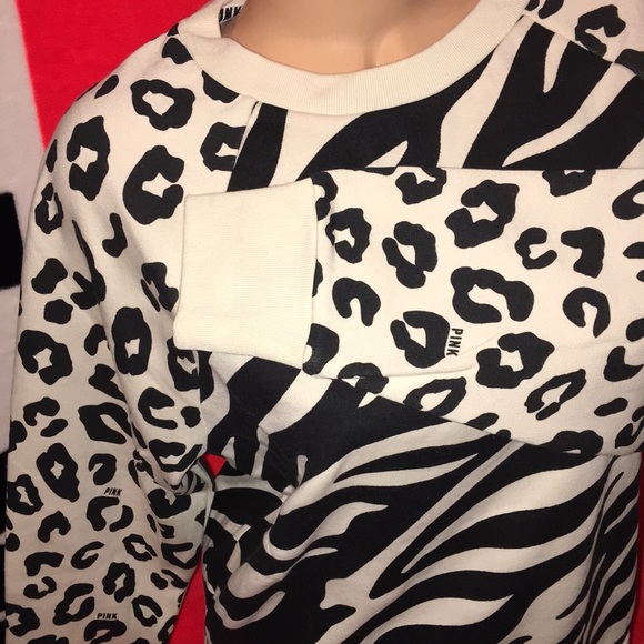 🛑SOLD🛑 Pink Zebra/Leopard Fleece Sweatshirt NEW - Picture 4 of 8